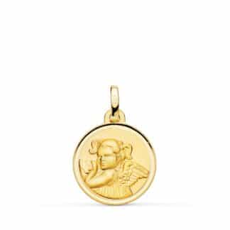 Medalla Oro Amarillo Angel Niña Revoltosa Bisel 16 Mm