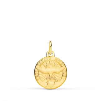 Medalla Oro Amarillo Espiritu Santo Latin Matizada 14 Mm