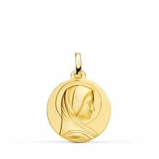 Medalla Oro Amarillo Maria Francesa Lisa Matizada 18 Mm