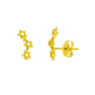 Pendientes Oro Amarillo Trepadores Estrella 10X4 Mm Cierre Presion